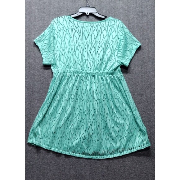 Catalina Womens 1X 16W Swimsuit Coverup Green Teal Tunic With Eyelet - Picture 6 of 8